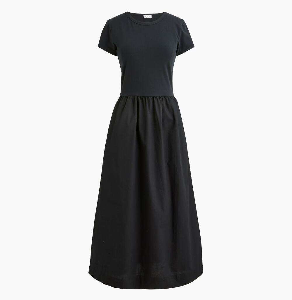 J.Crew Short Sleeve Knit Mixy Dress Black Stretch Cotton A Line Minimalist S NWT